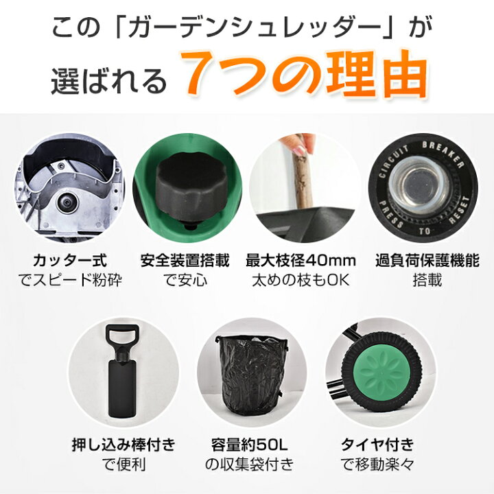 楽天市場】ガーデンシュレッダー カッター式 回転刃 粉砕機 電動 