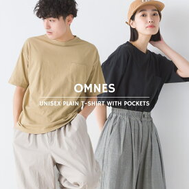 【OMNES】ユニセックス 製品洗い ポケット付無地半袖Tシャツ レディース メンズ カジュアル トップス シンプル ベーシック
