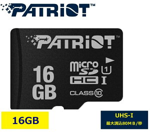 Patriot Memory microSD LX SERIES 16GByClass10 UHS-1 Full HD rfI^z}CNSDJ[h/AndroidX}[gtHƃ^ubgΉ/g/J/rfI_PSF16GMDC10