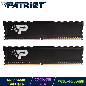 Patriot MemoryfXNgbvp/PCp A~q[gVN Signature Premium DDR4 PC4-25600 (3200MHz) 16GBLbg (2x8GB) UDIMM_PSP416G3200KH1