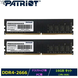 Patriot Memory fXNgbvp/PCp Signature Line DDR4 PC4-21300 (2666MHz) 16GBLbg (2 x 8GB) UDIMM_PSD416G2666K