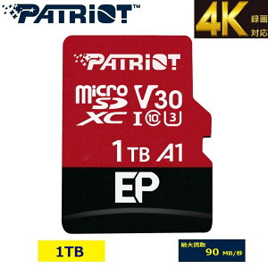 Patriot Memory microSD EP SERIES 1TB_A_v^[t yclass10 UHS-1 U3/V30/4K rfI^/]xz}CNSDJ[h/AndroidX}[gtHƃ^ubgΉ/g/J/rfI_PEF1TBEP31MCX