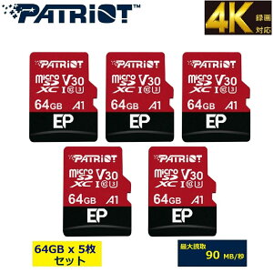 y5gzPatriot Memory microSD EP SERIES 64GB_x5Zbg(VvȕAoNJ[h[P[Xɓ)yclass10 UHS-1 U3/V30/4KrfI^/]xz}CNSDJ[h exFAT/AndroidX}[