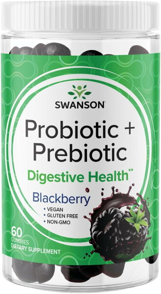 Swanson スワンソン プロバイオティクス ＋ プレバイオティクス グミ ブラックベリー味 60粒 乳酸菌 菌活 腸活 サプリ サプリメント 栄養補助食品 海外サプリ アメリカ 健康維持