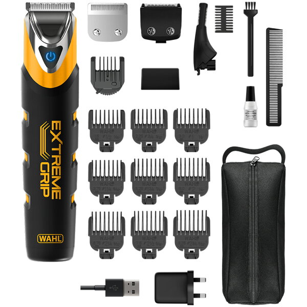 WAHL ウォール Extreme Grip エクストリームグリップ メンズ グルーミングトリマー トリマー 防水 ウェット＆ドライ ヒゲトリマー 電動 鼻毛 眉毛 もみあげ 襟足 多機能 USB充電 セルフ プレゼント