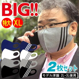 マスク 特大 2枚セット マスク 洗える サイズ LL XL XXL 大きいマスク でかい 息しやすいマスク ウレタン ビックサイズ 5L 3L 2L ブラック グレー ホワイト 黒 白