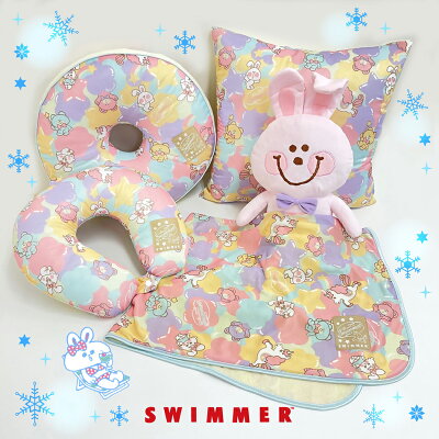 楽天市場 あす楽 Swimmer 接触冷感 スクエアクッション スイマー 円柱 枕 まくら お昼寝 冷却 熱中症 かわいい 涼しい パティズ シュガーフェイス パティズ 楽天市場店