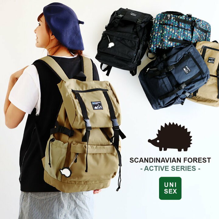 楽天市場 バッグ リュック デイバッグ バックパック アクティブフラップリュック Active Series アクティブシリーズ 多収納 ワンポイント ポリエステル レディース メンズ カジュアル 40代 50代 親子 おしゃれ リュックサック Scandinavian Forest スカンジナビアン