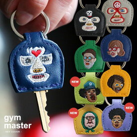 gym master ジムマスター キーカバー 鍵カバー キーホルダー 覆面 レスラー マスクマン スマイル ハッピー 合皮 刺繍 ブルー ブラック グレー 家 ロッカー プロレス プレゼント カジュアル レディース メンズ ユニセックス パティ 【メール便03】