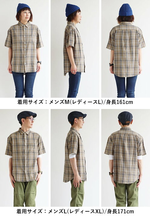 楽天市場】シャツ 半袖 チェック ベージュチェック 綿麻 リネン パナマ 