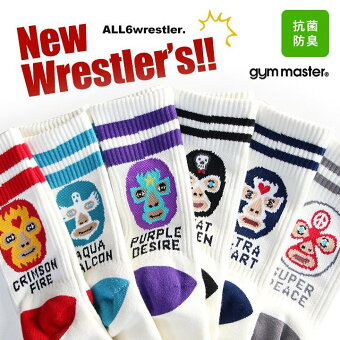 ジムマスター(gymmaster) ジムマスター ソックス 靴下 肉厚 ミドル丈 キャラクター 覆面レスラー ライン