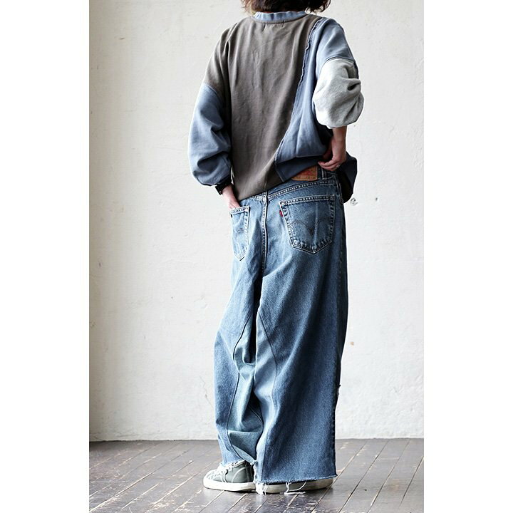 楽天市場】デニム リメイクデニム パンツ バギーパンツ ワイド 