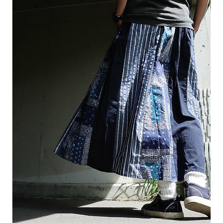 楽天市場 スカート レディース ロング丈 フレア ウエストゴム 内紐 インディゴ バンダナ ストライプ 無地 クレイジー カジュアル ロングスカート ロングフレア コットン 綿 メンズライク かっこいい 軽い 涼しい Paty パティ Blueto ブルート ｐａｔｙ