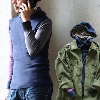 パーカー 重ね着 インナーパーカー ロング丈 長袖 綿100 コットン しっかり 丈夫 ロングTシャツ クレイジー パティ