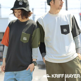 KRIFF MAYER(クリフメイヤー) tシャツ 半袖 クレイジー 配色 防蚊 無地 サーマル 涼しい 軽い 落ち感 ティーシャツ クルーネック