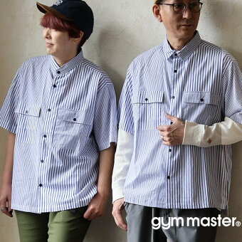 ジムマスター(gymmaster) ジムマスター シャツ 半袖 チェック柄 2WAY バンドカラー 綿100％ コットン 薄手 通気性 パティ