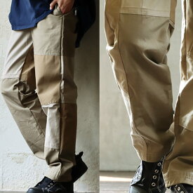 パンツ ワイドパンツ ストレート メンズ レディース リメイク 古着 パッチワーク 配色切り替え ウエストゴム ゆったり 体型カバー 大きいサイズ カジュアル ヴィンテージ パティ MR.REMAKEMAN ミスターリメイクマン