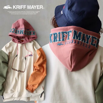 KRIFF MAYER(クリフメイヤー) クリフメイヤー パーカー スウェット 長袖 配色 切り替え フード 刺繍 綿 コットン 裏起毛