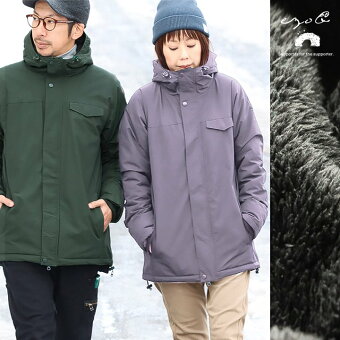 マウンテンパーカー 暖かい 裏ボア フルライニング ロクヨンクロス 撥水 防風 風を通さない 軽量 袖リブ ezo＆ エゾト