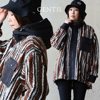 ブルゾン ボアブルゾン フード付き ハイネック 総柄 ストライプ フラワー リブ 配色 軽い 暖かい 保温性 防寒 パティ ジャンティ