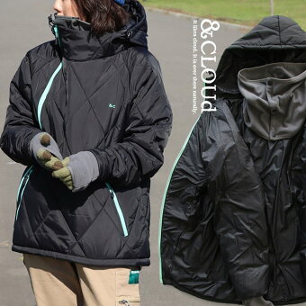 ダウン パーカー サイクリングパーカー 冬 アウター ハイネック 撥水 防風 サーモライト 斜めジップ パティ ＆CLOUd