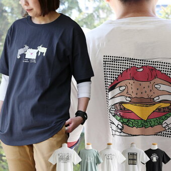 ジーアールエヌ(grn) tシャツ 半袖 プリントTEE ビッグT クルーネック プリント キャラクター 綿100 コットン 伸縮性 体型カバー パティ