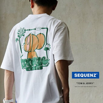 Tシャツ 5分袖 クルーネック バックプリント トム＆ジェリー キャラクター 綿100 コットン オープンエンド 天竺 しっかり生地 パティ