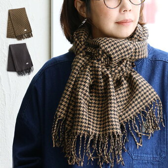 マフラー ストール 大判 ひざ掛け 千鳥格子 総柄 フリンジ 暖かい 防寒 お出かけ 秋 冬 パティ