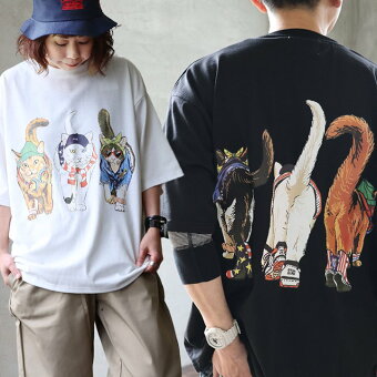 コリスコ(CORISCO) Tシャツ 半袖 クルーネック 犬 イヌ 猫 ネコ プリント コットン ポリエステル 天竺 伸縮性 ゆったり アニマル パティ