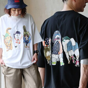 コリスコ(CORISCO) Tシャツ 半袖 クルーネック 犬 イヌ 猫 ネコ プリント コットン ポリエステル 天竺 伸縮性 ゆったり アニマル パティ
