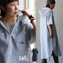 涼しい ワンピース レディース 5分袖 すっきり 着痩せ ワイド ハーフジップ 薄手 軽量 速乾 ストレッチ シアサッカー …