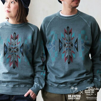 限定 トレーナー スウェット しっかり 丈夫 軽い 柔らかい USA コットン 綿100 ピグメント チマヨ ラグ プリント