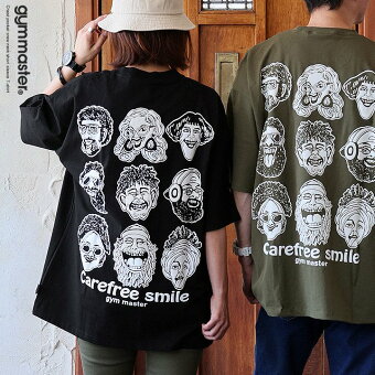 ジムマスター(gymmaster) ジムマスター Tシャツ 5分袖 バックプリント キャラクター 笑顔 ワンポイント 綿100 コットン パティ