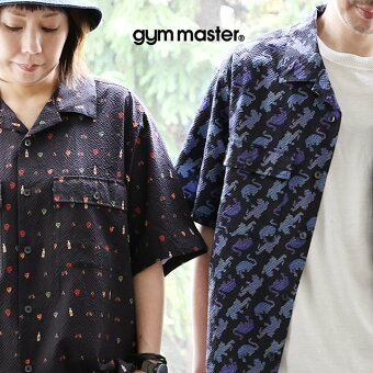 ジムマスター(gymmaster) ジムマスター シャツ 5分袖 ポリエステル シアサッカー 薄手 軽い 速乾 涼しい 総柄 トラ プリント パティ