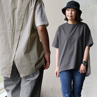 Tシャツ 5分袖 クルーネック 異素材切り替え バックシャン 綿100 コットン 薄手 通気性 着痩せ パティ ルコリ