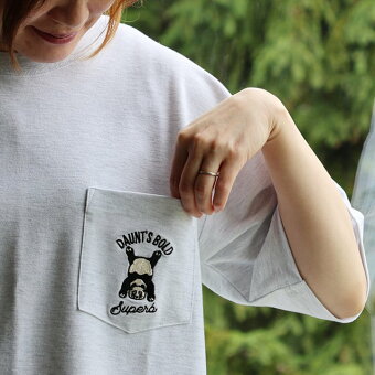 Tシャツ 半袖 クルーネック 胸ポケット アニマル 刺繍 コットン ナイロン 鹿の子 接触冷感 UVカット ストレッチ 涼しい パティ