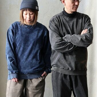 コリスコ(CORISCO) スウェット トレーナー 長袖 クルーネック Ｖガゼット ケミカル 褪せ色 袖リブ コットン ポリエステル 袖リブ パティ