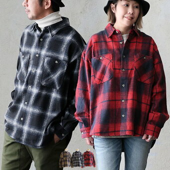 コリスコ(CORISCO) シャツ 長袖 ワイド 着痩せ フランネル ネルチェック チェック 軽い 暖かい 大き目 カジュアル パティ