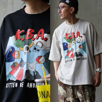 コリスコ(CORISCO) Ｔシャツ 5分袖 クルーネック コットン ポリエステル 天竺 ネコ 猫 アニマル プリント ロゴ ゆったり パティ