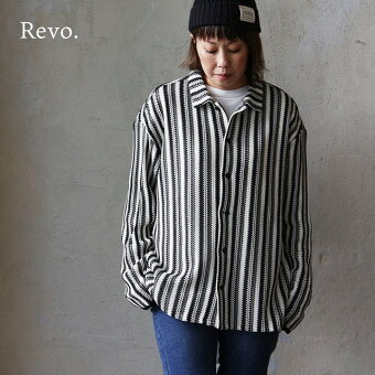 レボ(REVO.) シャツ 長袖 重ね着バルファレース 透け感 ストライプ 伸縮性 シアー 涼しい 通気性 大きいサイズ パティ