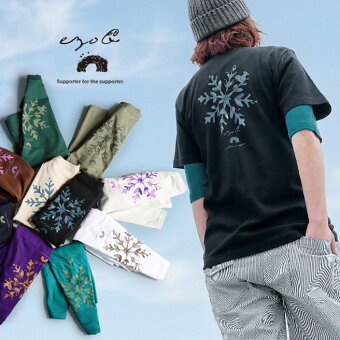 ezo& tシャツ 半袖 コットン 綿100％ カジュアル 雪 結晶 バック プリント ボックスシルエット パティ ezo＆ エゾト
