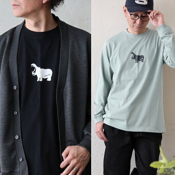 セカンド(s&nd) s＆nd セカンド ロンT カットソー 長袖 クルーネック カバ ロゴ プリント 綿100 コットン しっかり生地 タフ 日本製 パティ