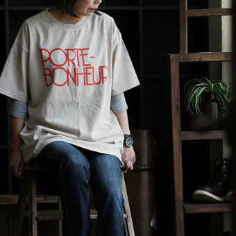 Tシャツ 5分袖 クルーネック ロゴプリント 綿100 コットン 天竺 褪せ色 ピグメント パティ KAKELA＆TRANQUIL カケラ＆トランクイル