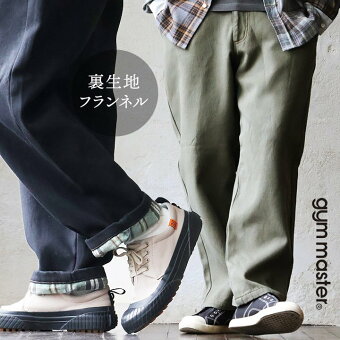 ジムマスター(gymmaster) ジムマスター パンツ テーパード ボンディングパンツ 綿100 フランネル チェック柄 暖かい ウエストゴム パティ
