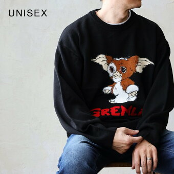 ニット セーター 長袖 クルーネック キャラクター グレムリン アクリル ナイロン チクチクしない 伸縮性 軽い パティ