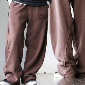 スウェットパンツ パンツ カーブパンツ メンズ レディース コットン ポリエステル ブリーチ 裏起毛 暖かい 軽い 伸縮性 楽ちん ウエストゴム 紐付き 裾ロックコード カジュアル アメカジ ヴィンテージ 秋 冬 パティ