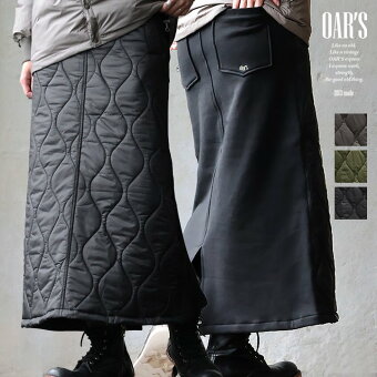 オールズ(OAR'S) スカート キルティング ダウンスカート スウェット 切替 ロング丈 マキシ丈 丈が選べる 薄中綿 ウエストリブ パティ 