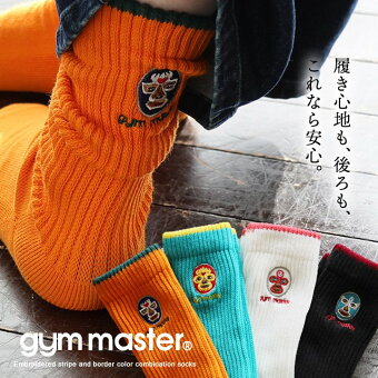 ジムマスター(gymmaster) ジムマスター 靴下 くつ下 ルーズソックス リブ 配色 覆面レスラー 刺繍 コットン ポリエステル 裏パイル パティ