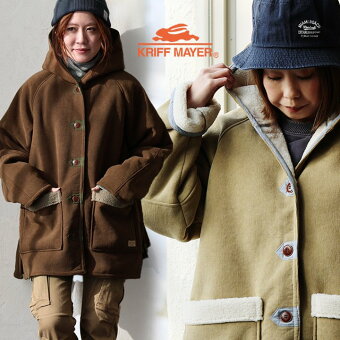 KRIFF MAYER(クリフメイヤー) クリフメイヤー ジャケット お尻隠れる ミディ丈 フード付き コーデュロイ 裏ボア シープボア 暖かい パティ
