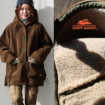 KRIFF MAYER(クリフメイヤー) クリフメイヤー ジャケット お尻隠れる ミディ丈 フード付き コーデュロイ 裏ボア シープボア 暖かい パティ